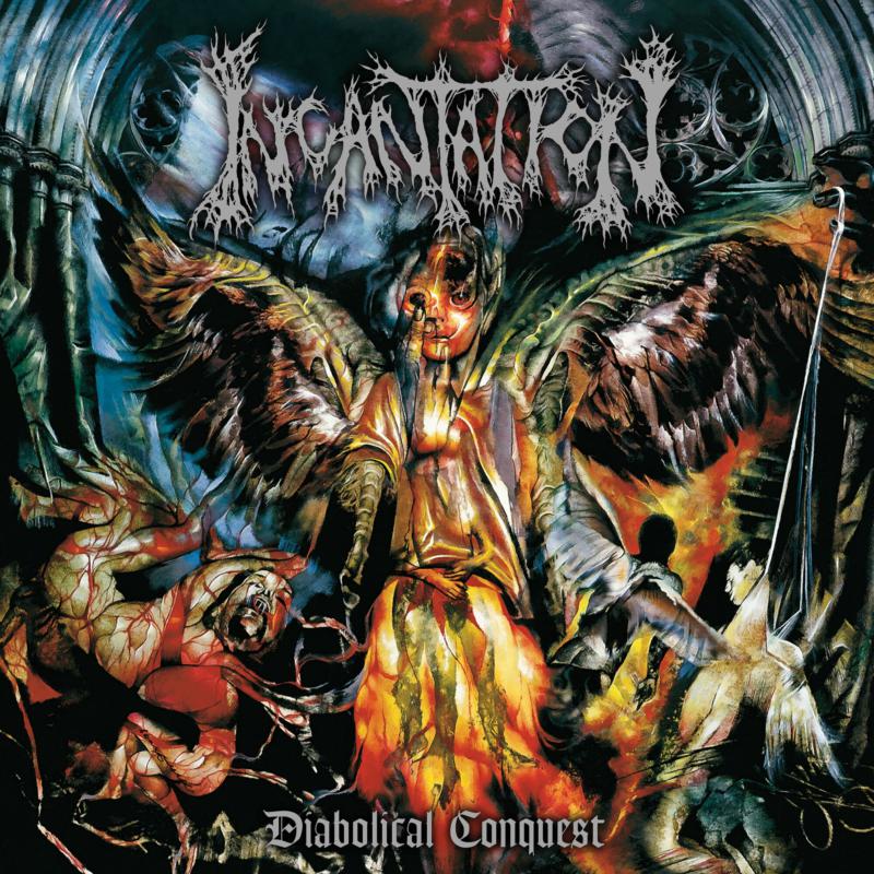 Album cover: demonic figure with wings, fiery background, and band name.