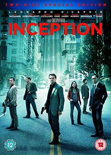 DVD cover for Inception featuring the cast standing on a city street.