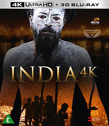 Blu-ray cover for "India 4K" featuring a bearded man and silhouetted figures.