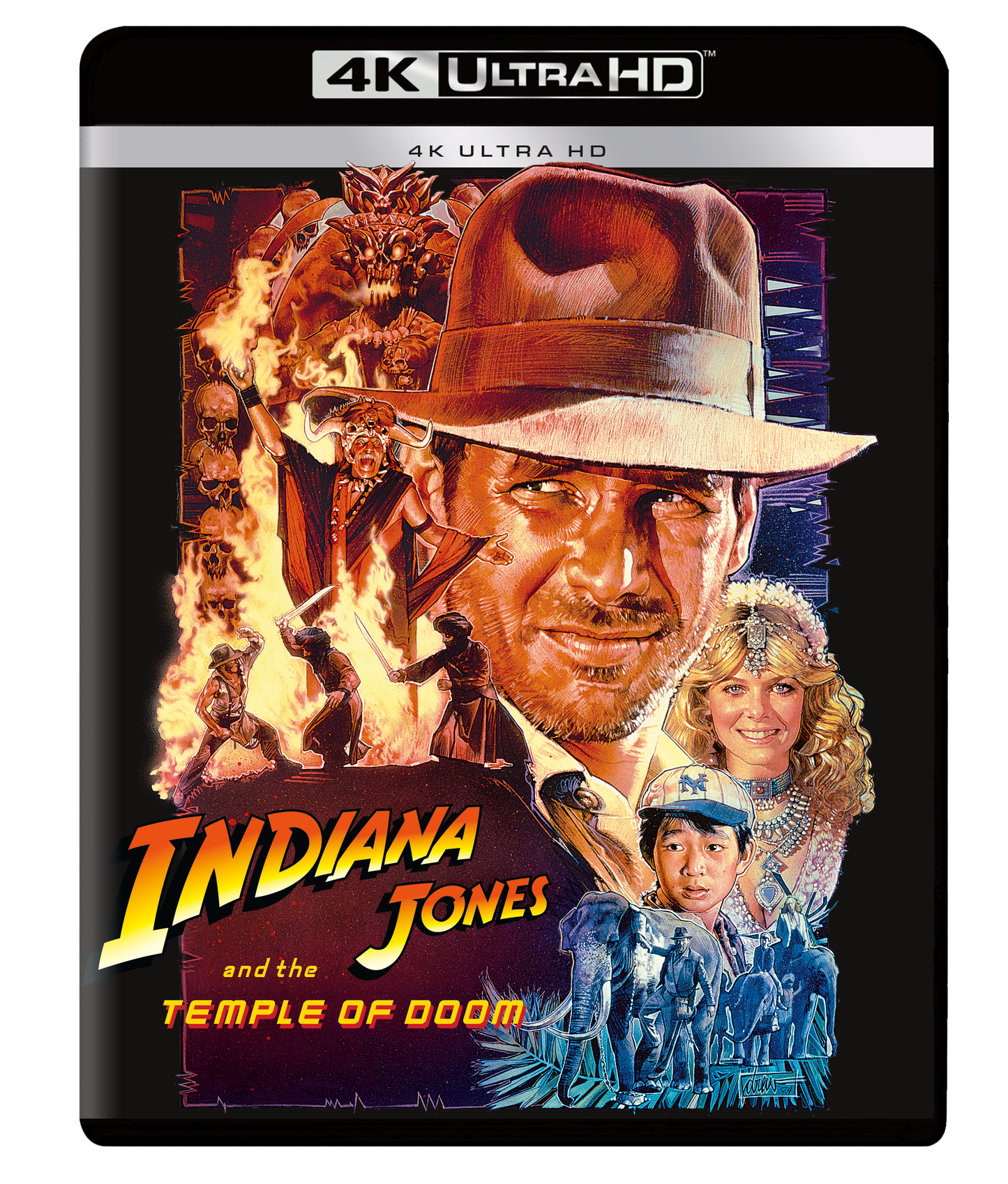 Indiana Jones and the Temple of Doom 4K DVD cover with Harrison Ford.