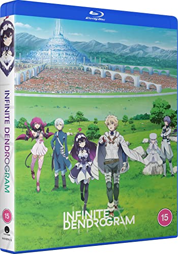 Infinite Dendrogram anime Blu-ray case featuring characters in a field before a large city.