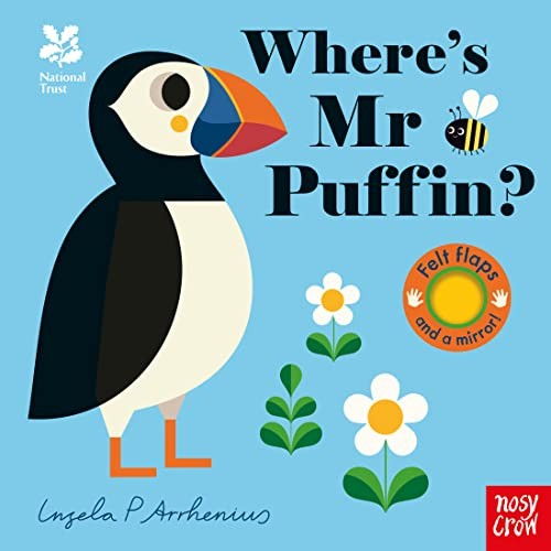 Book cover: puffin, bee, flowers, and “Where’s Mr Puffin?” title.