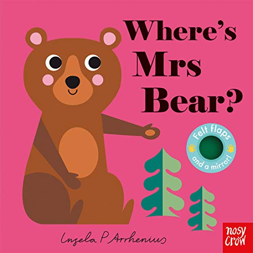 Brown bear illustration on pink cover for children’s lift-the-flap book.