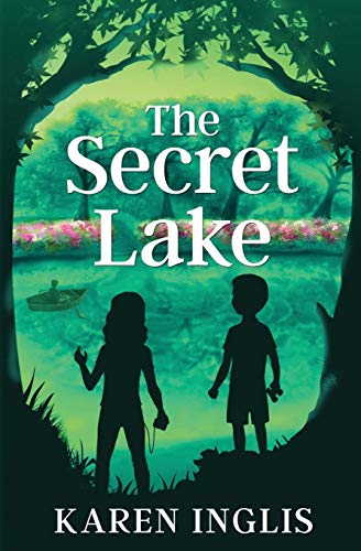 Book cover showing silhouettes of two children looking at a lake with a boat.