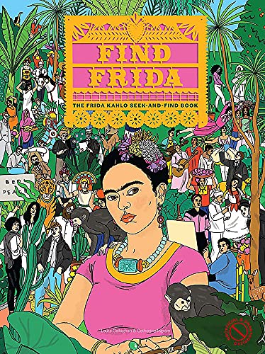 Illustrated book cover featuring Frida Kahlo amidst a busy, colorful scene.