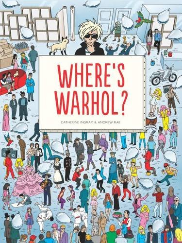 Book cover with crowded illustration and “Where’s Warhol?” text.