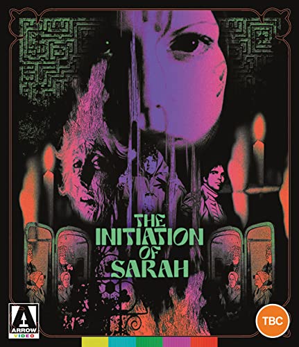 Blu-ray cover for "The Initiation of Sarah" featuring a woman’s face and eerie imagery.