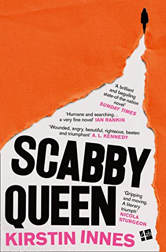 Book cover for "Scabby Queen" by Kirstin Innes, with torn paper effect.