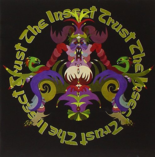 CD cover with a symmetrical, colorful, surreal insect-like design.