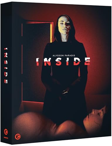 Blu-ray case for the film "Inside" featuring a woman and red text.
