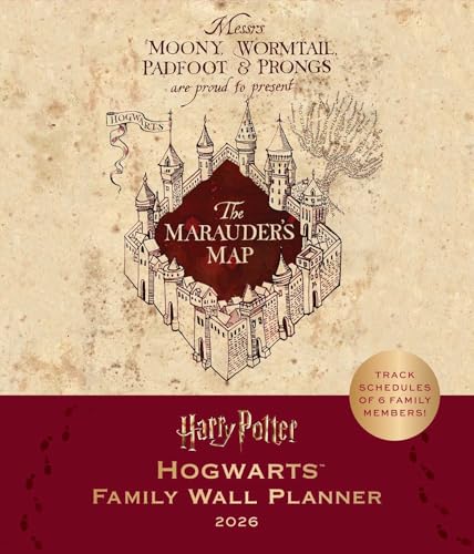 Harry Potter 2026 wall planner featuring a Marauder's Map illustration of Hogwarts castle.