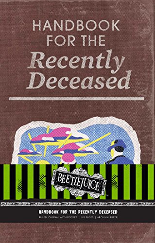 Beetlejuice handbook cover with striped base and ghostly illustration.