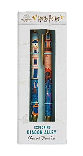 Harry Potter pen and pencil set in packaging, Diagon Alley themed.