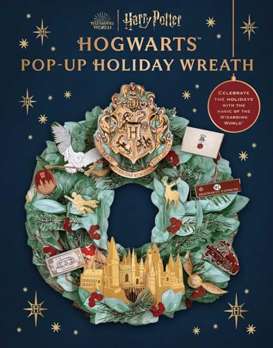 Pop-up wreath featuring Hogwarts crest, Hedwig, and iconic Harry Potter elements.