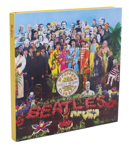 Sgt. Pepper's Lonely Hearts Club" album cover, Beatles in colorful attire, journal.