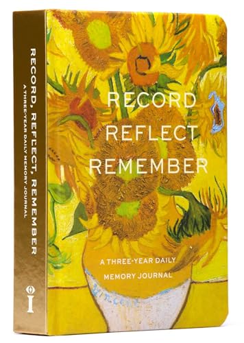 Van Gogh’s sunflowers on a gold-spined three-year memory journal.