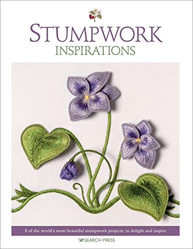 Book cover featuring detailed, raised embroidery of purple flowers and green leaves.