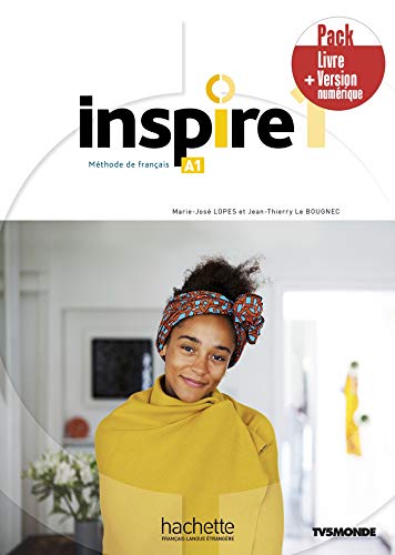 Cover of Inspire 1 French language textbook featuring a woman in a yellow sweater.