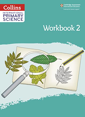 Science workbook cover with magnifying glass over a leaf drawing.