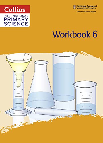 Science workbook cover with illustrations of laboratory glassware and text.