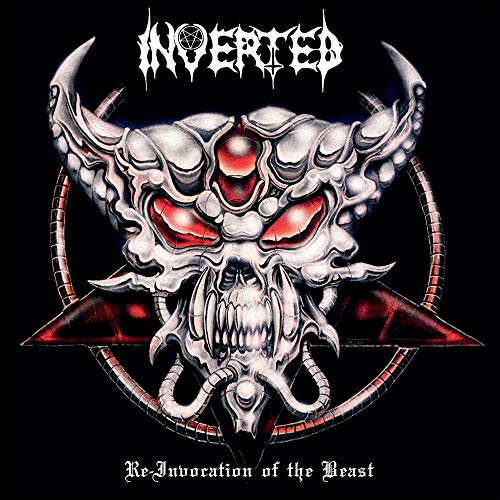 CD cover: demonic skull with horns, red eyes, and pentagram background.