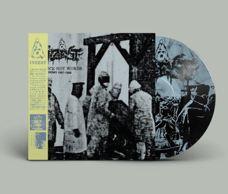 Vinyl record with black and white cover depicting a group of people.