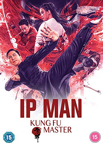Ip Man movie poster featuring a martial artist in mid-kick, red and purple tones.