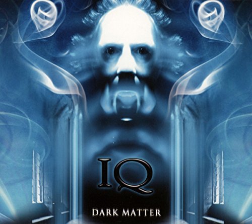 A ghostly face emerges from blue smoke above the text IQ Dark Matter.