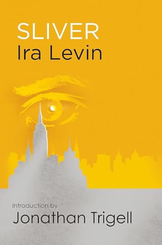 Yellow book cover with an eye, cityscape, and title "Sliver".