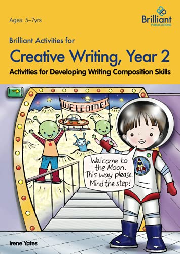 Book cover: “Brilliant Activities for Creative Writing, Year 2” with astronaut illustration.