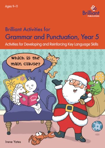 Year 5 grammar and punctuation activity book cover with cartoon characters.