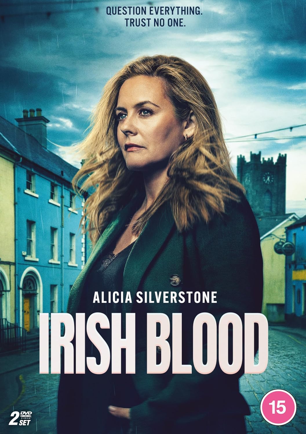 DVD cover for “Irish Blood” featuring Alicia Silverstone in a serious pose.