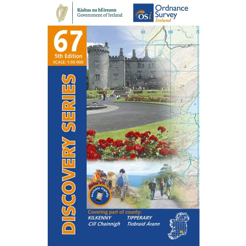 Map cover featuring Kilkenny Castle, coastal scenes, and hiking paths.