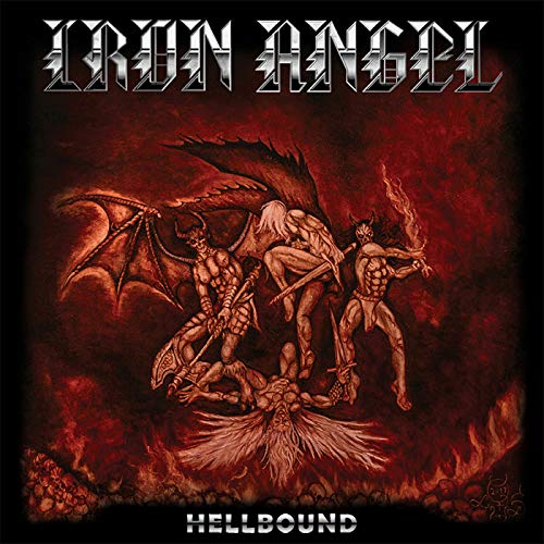 CD cover for Iron Angel’s “Hellbound” featuring demonic figures in red flames.