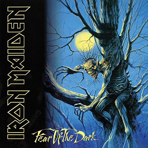 Iron Maiden Fear of the Dark album cover featuring a monster in a tree.