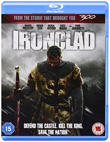 Blu-ray cover for Ironclad featuring a medieval knight holding a sword in the rain.
