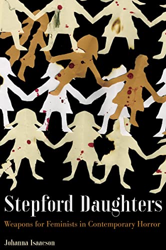 Book cover with repeating paper doll figures and red splatters.