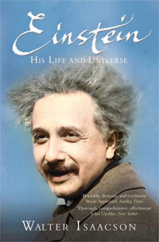 Book cover featuring a portrait of Albert Einstein against a blue background.