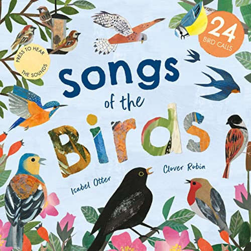 Book cover, “Songs of the Birds”, featuring colorful illustrations of various birds.