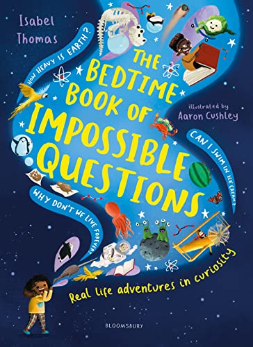Book cover with colorful title and whimsical illustrations of space, animals, and a child.
