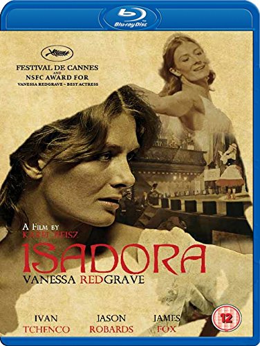 Blu-ray cover for the film Isadora featuring a portrait of Vanessa Redgrave.