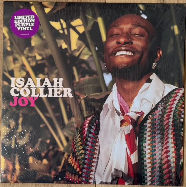 Isaiah Collier’s “Joy” vinyl album cover featuring a smiling Black man.