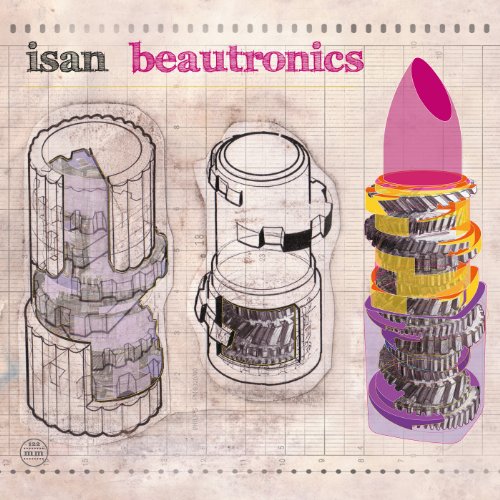 CD cover with technical drawings of cylinders and a lipstick shape.