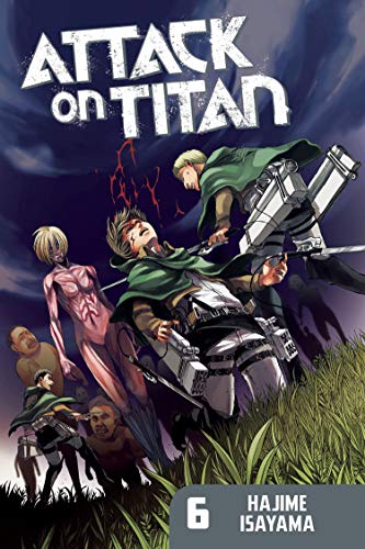 Attack on Titan manga volume 6 cover featuring soldiers fighting titans in a field.