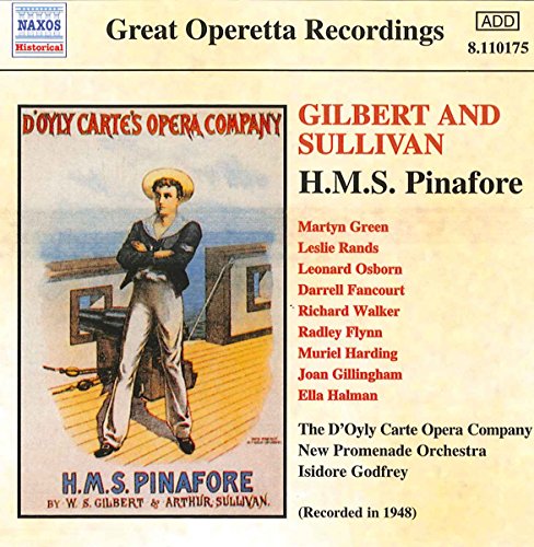 CD cover for "H.M.S. Pinafore" featuring a sailor in uniform.