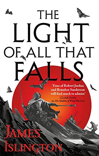 Book cover: dark fantasy scene with a red sun and silhouetted figures.