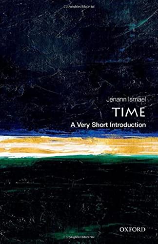 Book cover titled Time: A Very Short Introduction with abstract dark and gold landscape art.