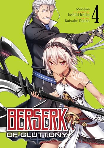 Manga cover featuring two characters with weapons, title “Berserk of Gluttony Vol. 4”.
