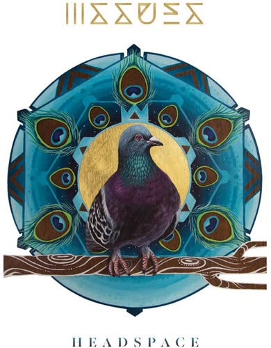 CD cover: pigeon perched on a branch within a teal mandala.