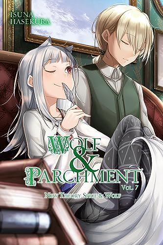Light novel cover featuring a young woman with wolf ears and a man.